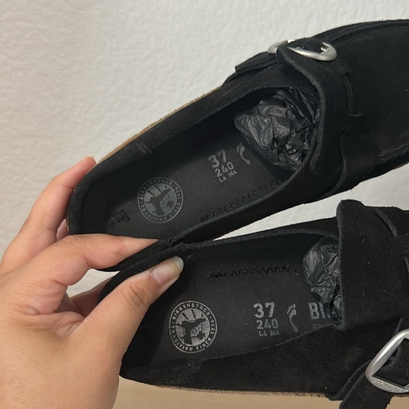 Women’s Birkenstock Buckley suede leather black mules loafers size 6 NWT - Picture 8 of 8
